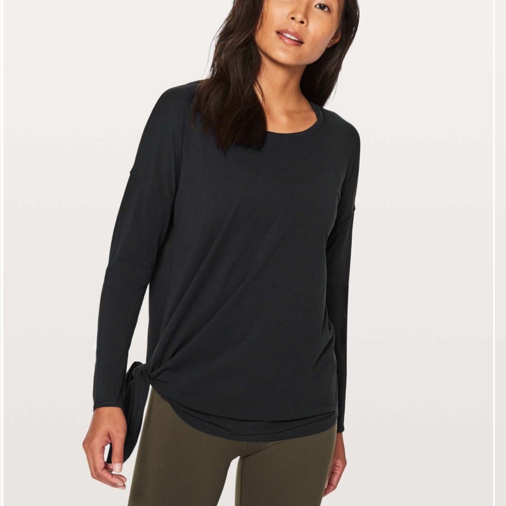Lululemon Black To The Point Long Sleeve Side Tie Shirt Women’s Size 4 XS/S